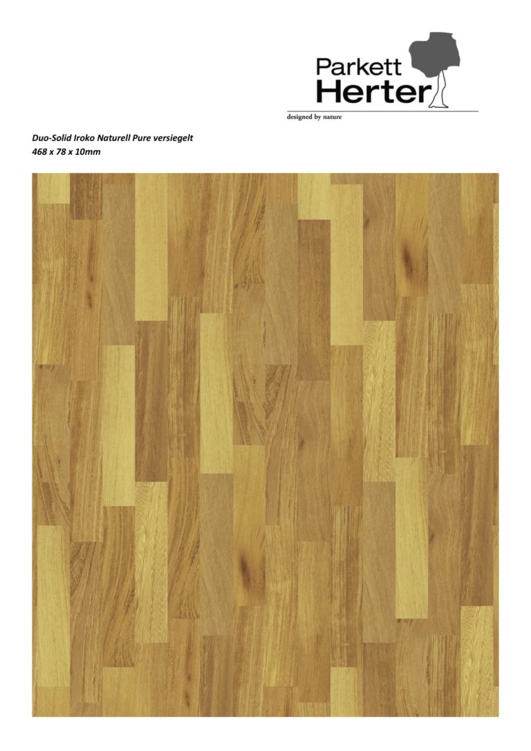 Parkett Duo Solid, Iroko Naturell Pure, versiegelt