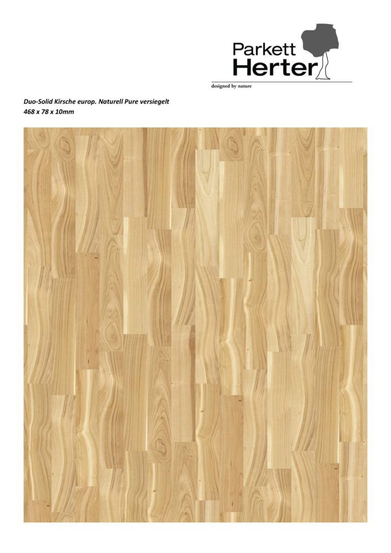Parkett Duo Solid, Kirsche europäisch Naturell Pure, versiegelt