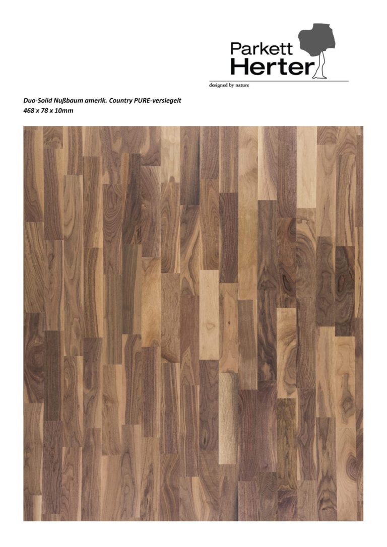 Parkett Duo Solid, Nussbaum amerikanisch Country Pure, versiegelt